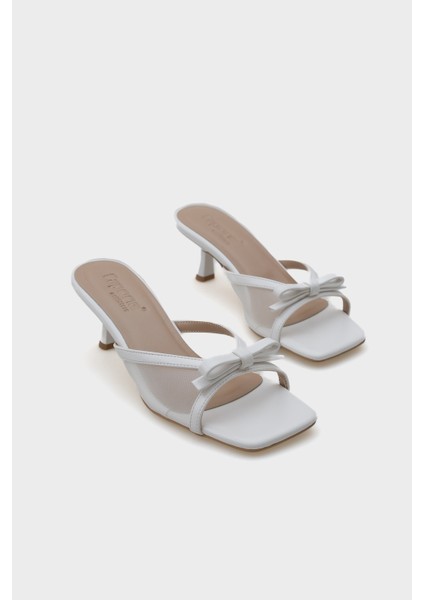 Kadın Orta Topuklu Fileli Fiyonklu Terlik Suni Deri Yazlık Tasarım fiyatları