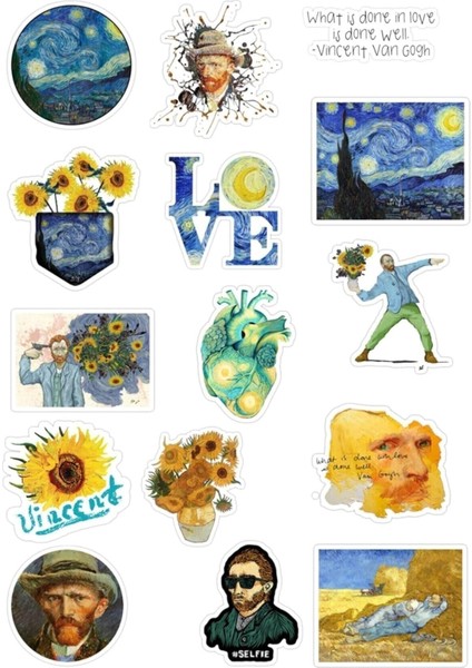 Major Selection Van Gogh Sticker Seti Telefon Bilgisayar ve Diğer Yüzeylere Uygun