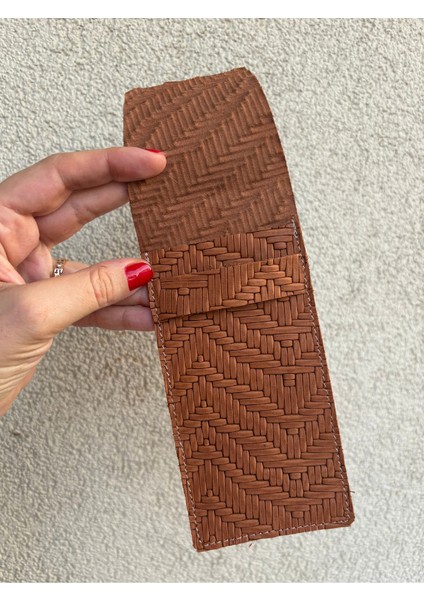 -Sofisticate 2 Model Taba Hasır Baskılı Hakiki Deri Kalemlik, Kalem Çantası,fırçalık fiyatları