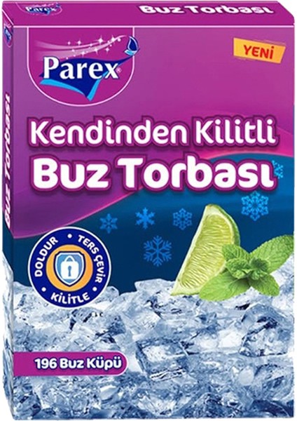 Kendinden Kilitli Buz Torbası 196 Buz Küpü 12 Paket 1 Koli