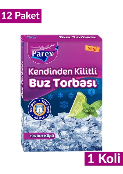 Kendinden Kilitli Buz Torbası 196 Buz Küpü 12 Paket 1 Koli fiyatları
