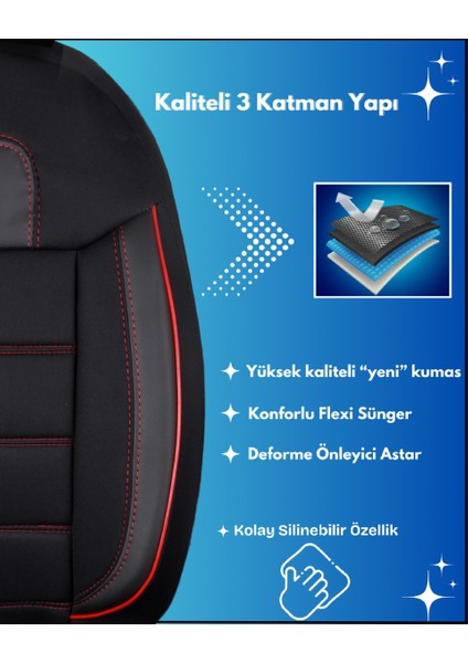 Ford Fiesta 1995-2025 Uyumlu Basic K Model Tam Takım Oto Koltuk Kılıfı Seti indirimleri
