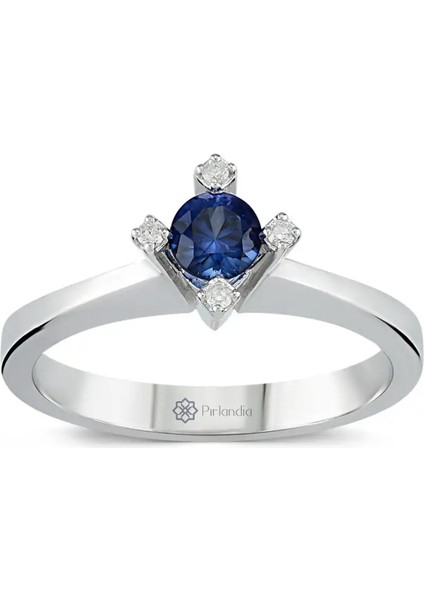 0,54 Karat Pırlanta Safir Yüzük