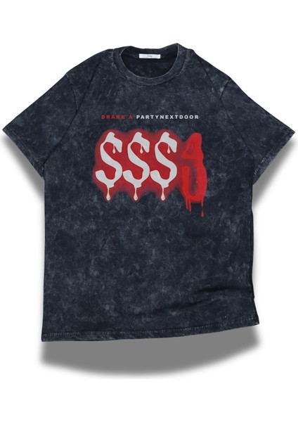 Unisex Drake A Partynextdoor Yazılı Yıkamalı T-Shirt, Oversize Rapper Temalı Vintage Tişört