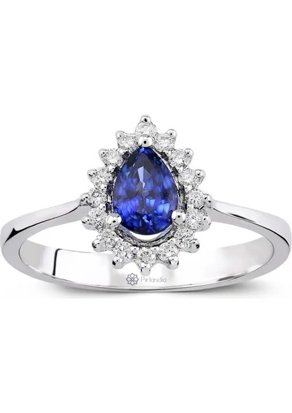 1,00 Karat Pırlanta Safir Yüzük