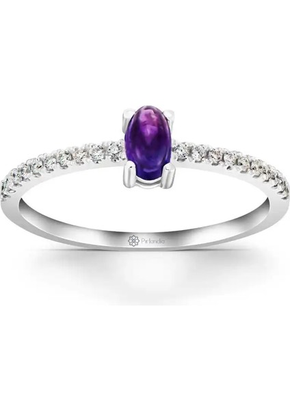 0,50 Karat Pırlanta Ametist Yüzük