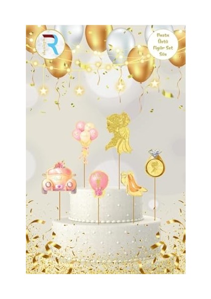 To Be Altın Renkli Gelin Pasta Üstü Figür Süs Seti - Düğün ve Nişan Pastaları Için fiyatları