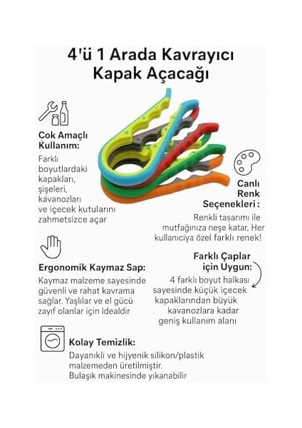 High-Tech 2 Adet Asorti Kavanoz Konserve Açacağı Şişe Açıcı - Kaymaz Saplı Ergonomik Kapak Açma Aleti, 4 Farklı Boy Uyumlu - Pratik Mutfak Gereci, Kolay Kullanım, Yaşlılar Için Uygun fiyatları