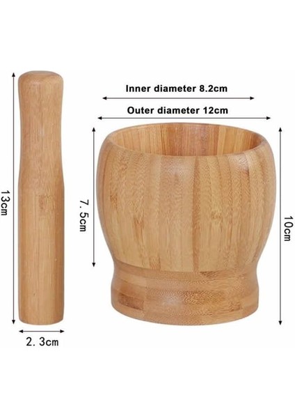 Bambu Havan ve Tokmak Seti, Büyük Boy Mutfak Havanı, Baharat ve Sarımsak Öğütücü ve Döveceği fiyatları