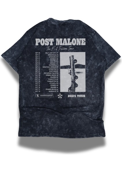 Unisex The F-1 Trillion Tour Sırt Baskılı Yıkamalı T-Shirt,oversize Post Malone Temalı Retro Tişört modelleri