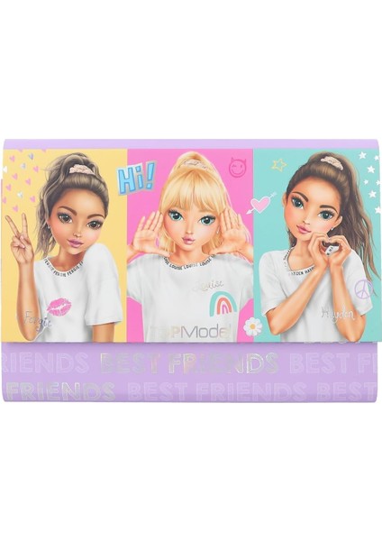 12717 Topmodel Snap Shots - Mektup Kağıdı Seti, Bölmeli Dosyada, 24 Mektup Sayfası ve Zarf Dahil, Çok Renkli