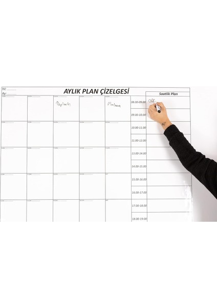 Tanıtım Aylık, Haftalık, Günlük, Saatlik Planlayıcı Kendiliğinden Yapışkansız Tutunan Statik Pano, Elektrostatik Kağıt (100 cm x 100 Cm)