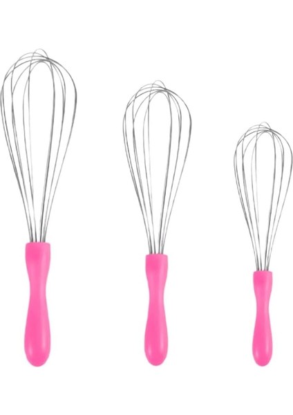 Paslanmaz Çelik Plastik Saplı El Çırpıcısı (Blender) (1, Pembe, 3'lü Set)