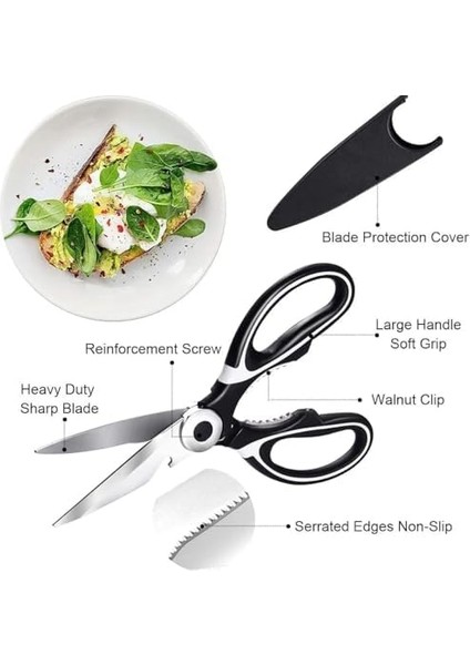 Keskin Mutfak Makası, Çok Amaçlı Paslanmaz Çelik Makas, Tavuk, Balık, Et, Sebzeler, Otlar, Barbekü, Çiçekler, Kuruyemişler Için Mutfak Makası Ağır Hizmet Tipi Çelik Makas fiyatları