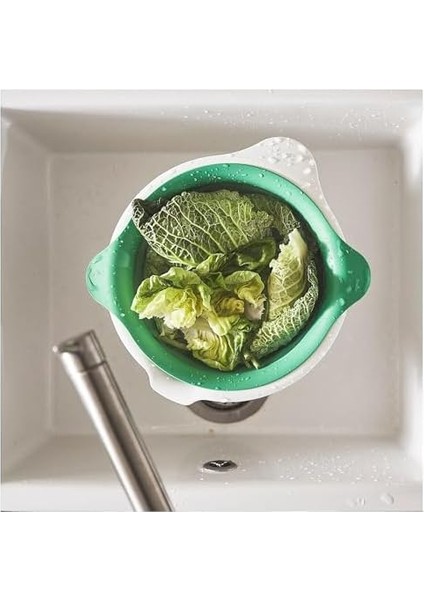 Yeşil Mutfak Süzgeci, 24 cm Çap, 30 cm Genişlik, Çift Kulplu, Bulaşık Makinesinde Yıkanabilir fiyatları