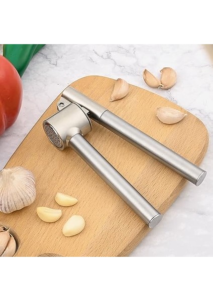 Paslanmaz Çelik Sarımsak Presi - Sarımsak Kesici, Sarımsak Ezici, Sağlam Paslanmaz Çelik Saplı, Pratik Bir Mutfak Yardımcısı ve Mutfak Aleti, 15,8 x 5 cm modelleri