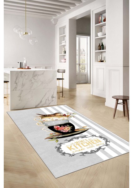 Dijital Baskılı Yıkanabilir Kaymaz Taban Mutfak Halısı