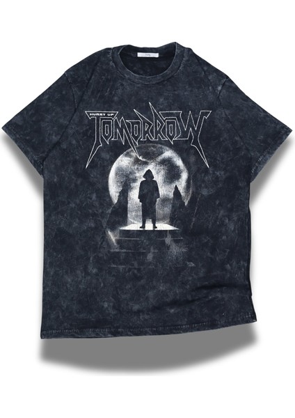 Unisex Hurry Up Tomorrow Ense Baskılı Yıkamalı T-Shirt, Oversize The Weeknd Temalı Vintage Tişört modelleri
