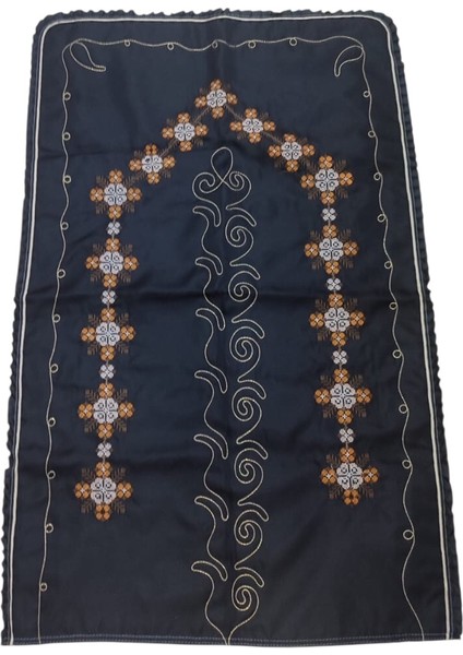 Çeyizlik Kanaviçe Etamin Işleme Nakışlı Siyah Seccade 70 x 120 modelleri