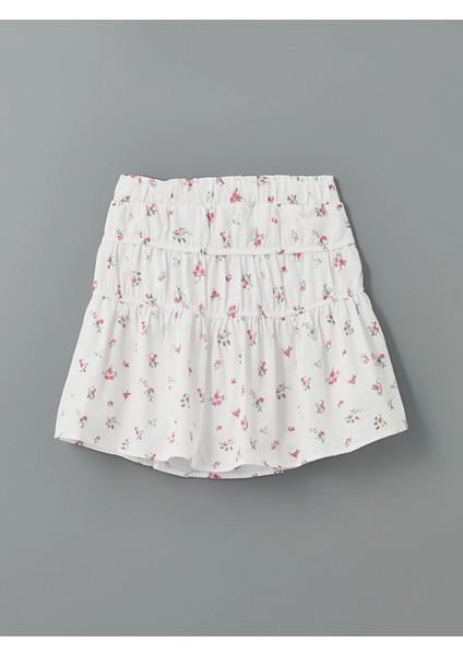 Lcw Kids Beyaz Beli Lastikli Çiçekli Kız Çocuk Etek fiyatları