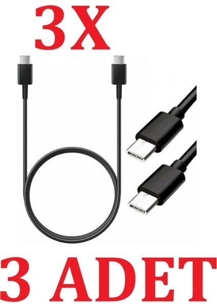 Samsung (EP-DN980) Usb-C To Usb-C (3A) 25W Hızlı Şarj ve Data Kablosu 1 Metre Siyah 3 Adet