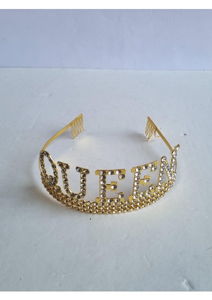 Taç Metal Taşlı Queen Lüks Gold-altın üstten geçme modelleri