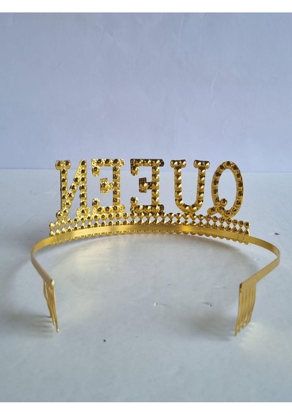 Taç Metal Taşlı Queen Lüks Gold-altın üstten geçme fırsatları