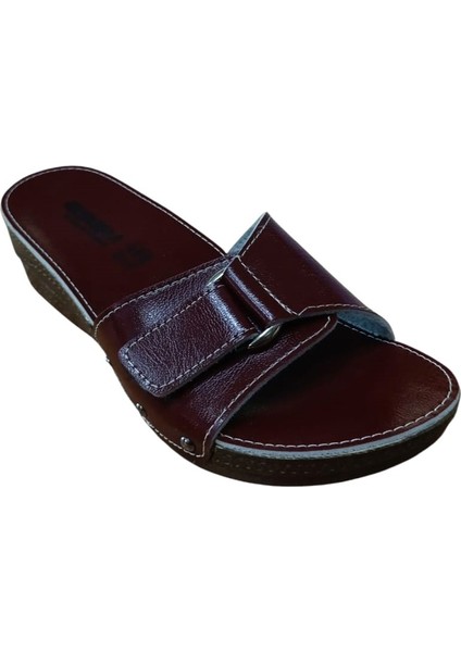 0314 Z 000 Kadın Cırtlı Ortopedik Terlik Bordo