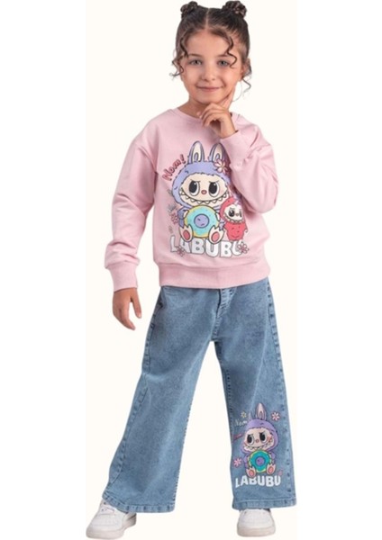 3-10 Yaş Labubu Kız Ikili Takım- 8225370 - Pembe