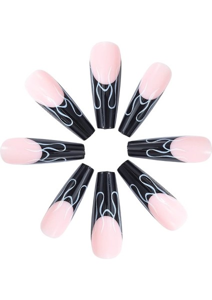 Doğal Narin Görünümlü 24'lü Takma Tırnak Seti Alev Dalgası Desenli | Tam Kapatan Yapma Tırnak Takımı fırsatları