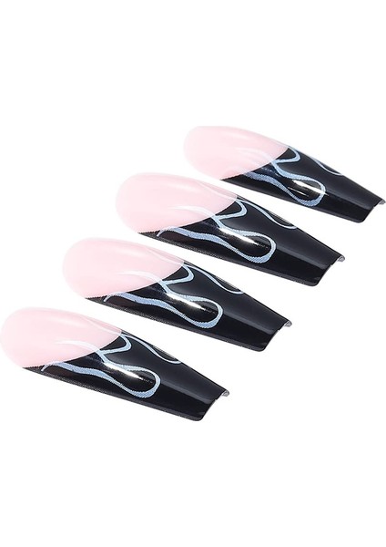 Doğal Narin Görünümlü 24'lü Takma Tırnak Seti Alev Dalgası Desenli | Tam Kapatan Yapma Tırnak Takımı indirimleri