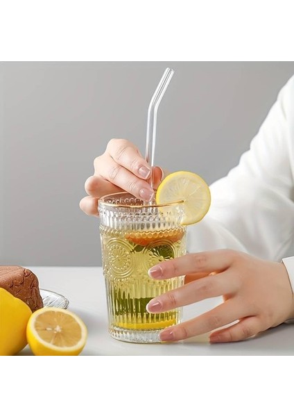 Parça Cam Pipet Seti - 12 Adet Cam Pipet + 1 Adet Temizleme Fırçası Yıkanabilir Sağlıklı ve Antibakteriyel Smoothie Kahve Meşrubat ve Her Türlü Içecek Için