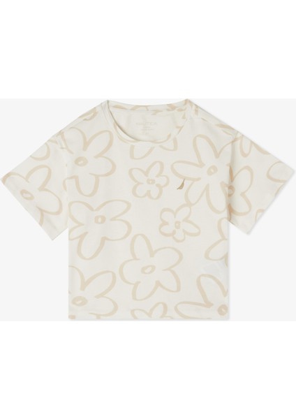 Kız Çocuk Beyaz Regular Fit Baskılı T-Shirt