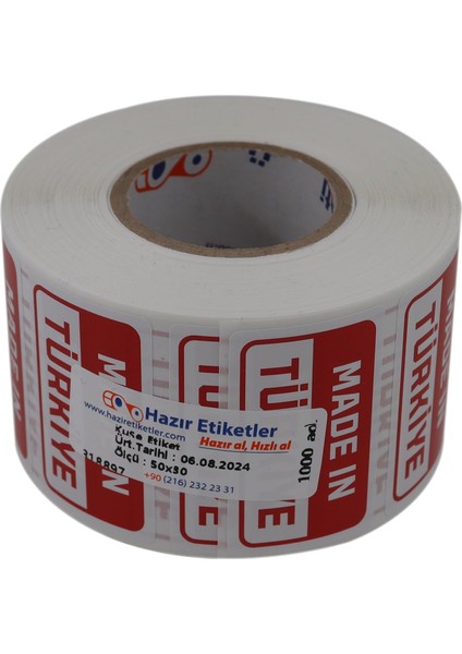 Etiketler , Hazır Al Hızlı Al Made In Türkiye Baskılı Kuşe Etiket 50MM x 30MM 1000 Adet