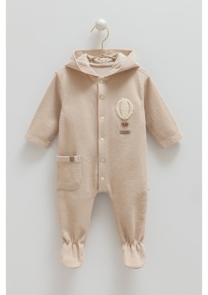 01-12 Ay Beden Aralığı Triko Içi Penye Astarlı Soft Tulum - Taş