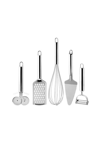 Paslanmaz Çelik 5 Li Mutfak Seti, Paslanmaz Çelik Rende, Çırpıcı, Soyucu, Servis ve Hamur Kesici fiyatları