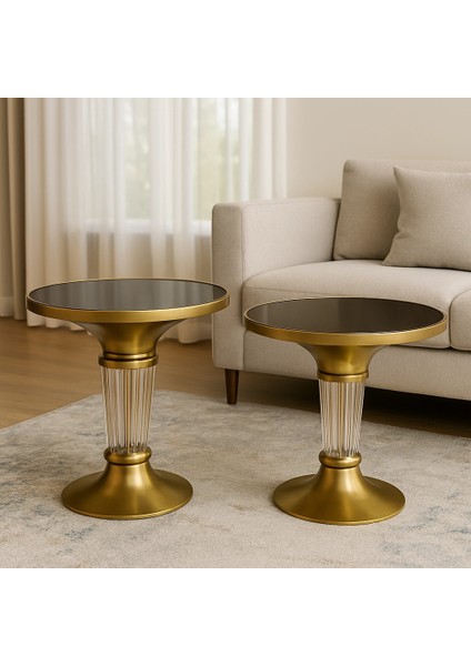 AYAĞI KRİSTAL PAŞABAHÇE CAM SEHPA 2 Lİ GOLD fiyatları