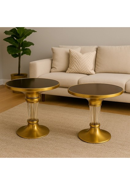 AYAĞI KRİSTAL PAŞABAHÇE CAM SEHPA 2 Lİ GOLD modelleri