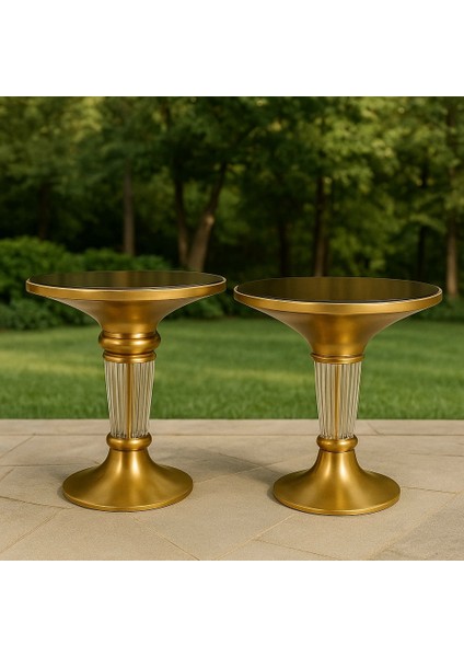 AYAĞI KRİSTAL PAŞABAHÇE CAM SEHPA 2 Lİ GOLD fırsatları