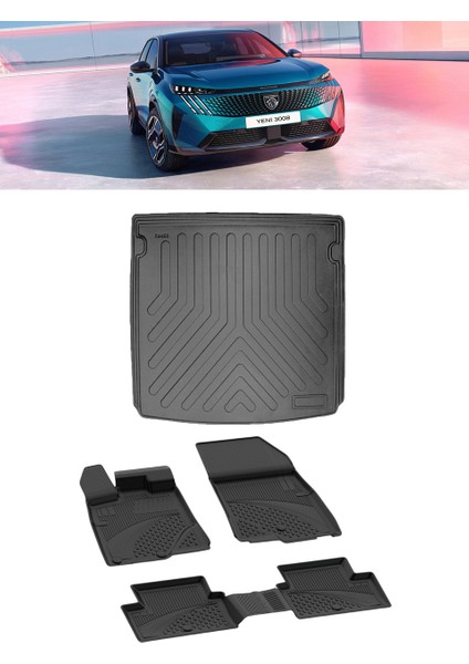 Peugeot 3008 Elektrikli 2024 ve Sonrası 4.5d Paspas 3D Rizline Üst Bagaj Havuzu