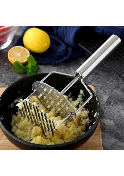 Paslanmaz Çelik Yaylı Patates Ezici - 24,5 cm Patates Presi | Ergonomik Saplı Sebze Ezme Aleti | Manuel Püre Yapıcı | fiyatları