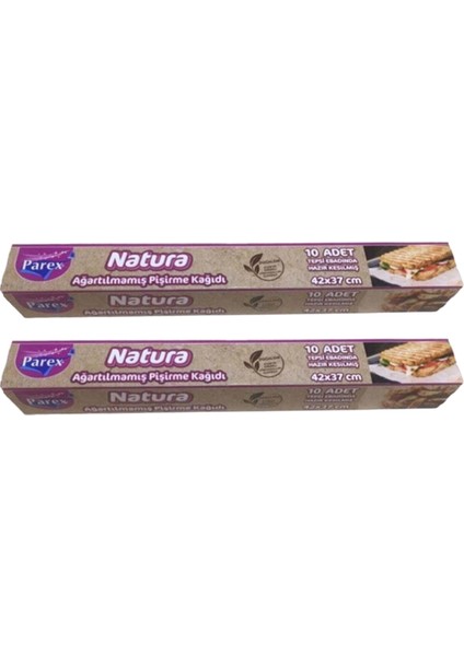 Natura Ağartılmamış Hazır Kesilmiş Pişirme Kağıdı 10’lu İkili Set