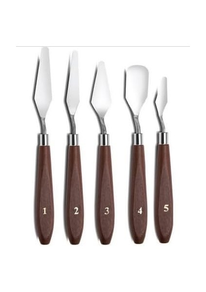 5 Parça Paslanmaz Palet Bıçağı Çelik Spatula Seti, Kil Hamuru Pasta Krema Yağlıboya Için Ahşap Saplı Süsleme Şekil Verme ve Kazıma, Boya Araçları,mutfakta ve Diğer Hobi ve El Sanatları Için fiyatları