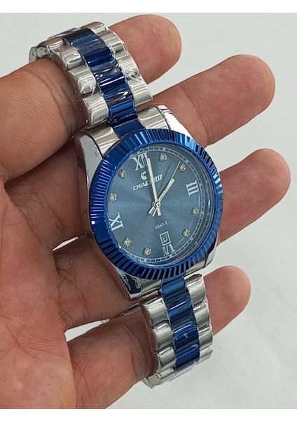 Çelik kordonlu, takvim göstergeli, metalik üstüne lacivert kaplama, su geçirmez, 2 yıl garantili Unisex Kol Saati fırsatları