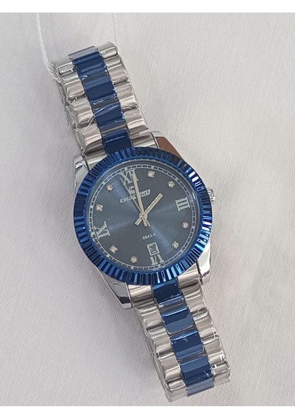 Çelik kordonlu, takvim göstergeli, metalik üstüne lacivert kaplama, su geçirmez, 2 yıl garantili Unisex Kol Saati indirimleri