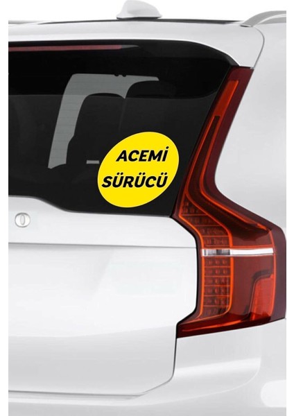 Tasarla Sarı Zemin Üzerine Siyah Renk Acemi Sürücü Yazılı Sticker 15X15 cm