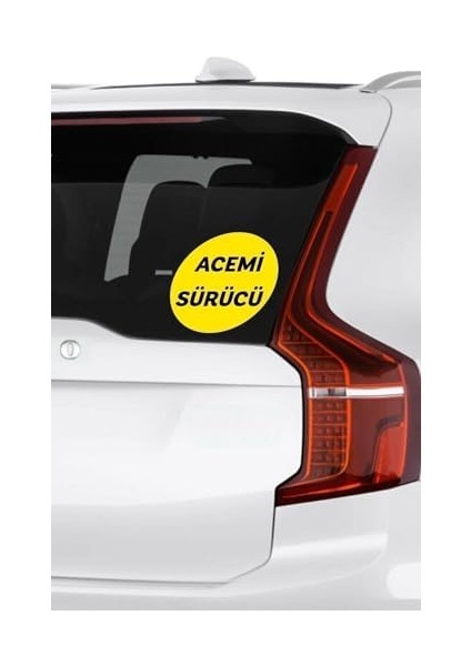 Tasarla Sarı Zemin Üzerine Siyah Renk Acemi Sürücü Yazılı Sticker 15X15 cm fiyatları