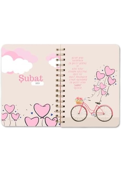 A5 Papatya Akademik Ajanda Spiralli 15X21 cm - 105 Ad. Sticker Hediyeli - Lastikli modelleri