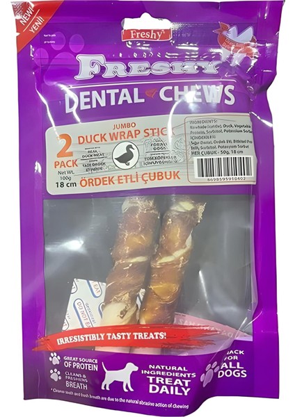 Ördek Eti Kaplı 15CM Burgu Kemik Köpek Ödülü 120GR 2li