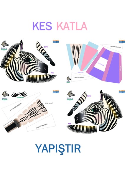 Zebra El Kuklası, Mentosori Kes Yapıştır Kuşe Kukla fiyatları